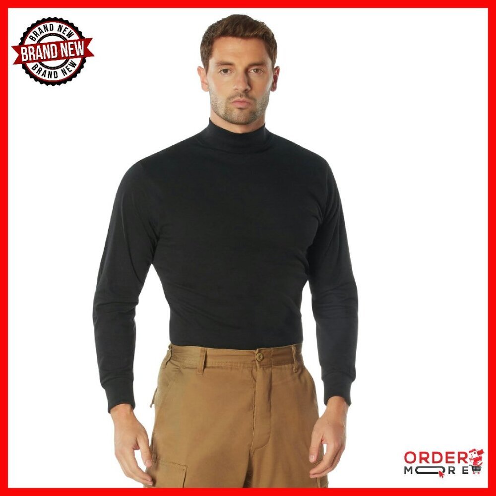 Men's 100% Cotton Mock Turtleneck Base Layer Shirt for Duty & Layering